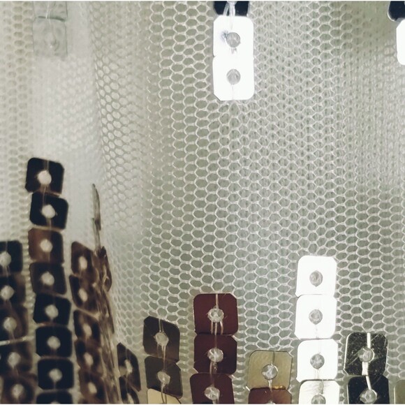 Silver Gold Sequin Festival Dress Size M Tulle Elastic Waist Cap Sleeve Whimsy - Picture 8 of 11